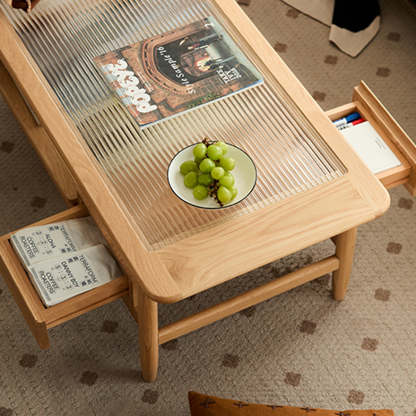 ホワイトWoody Prime Oak モールガラスラタンセンターテーブル – CAGUUU