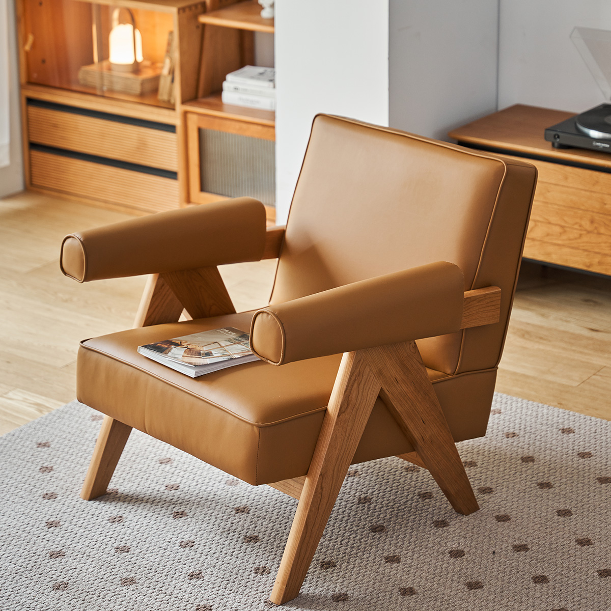 ウッドアームスクエアソファチェア – CAGUUU