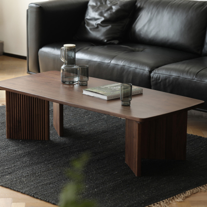 北欧風ブラックウォールナットローテーブル – CAGUUU