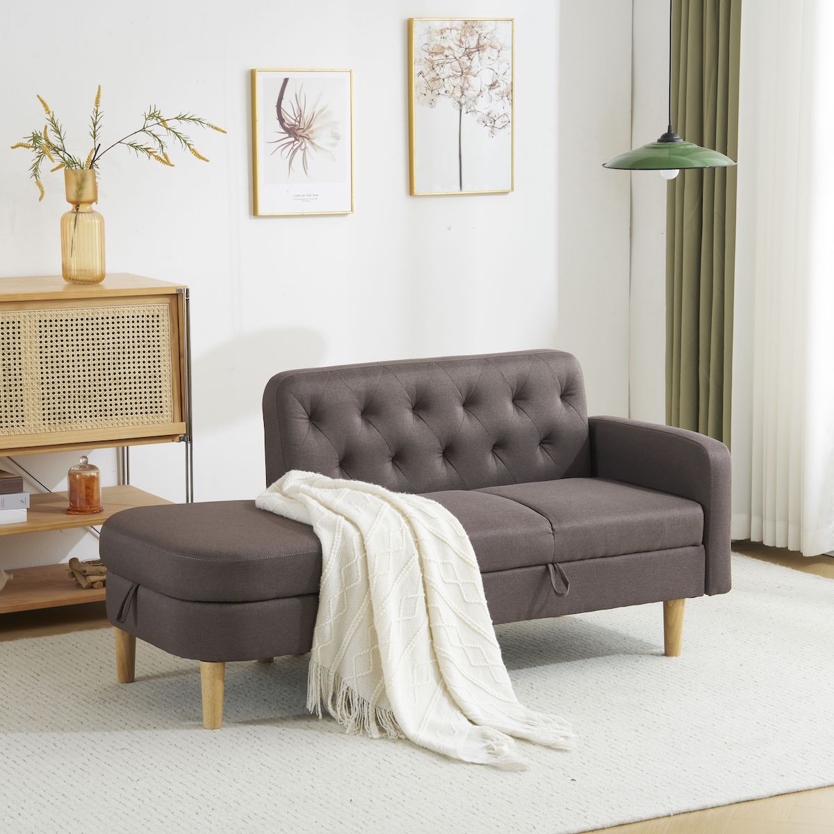 オットマン付き片肘コーナーソファ – CAGUUU