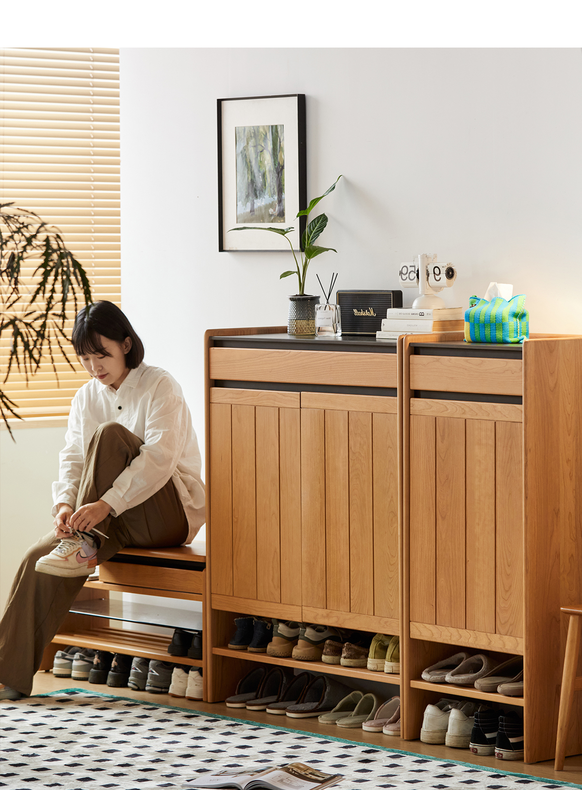 家具・インテリア shu Woody Prime Cherry 大容量チェリーウッドシューズボックス | 高級感と