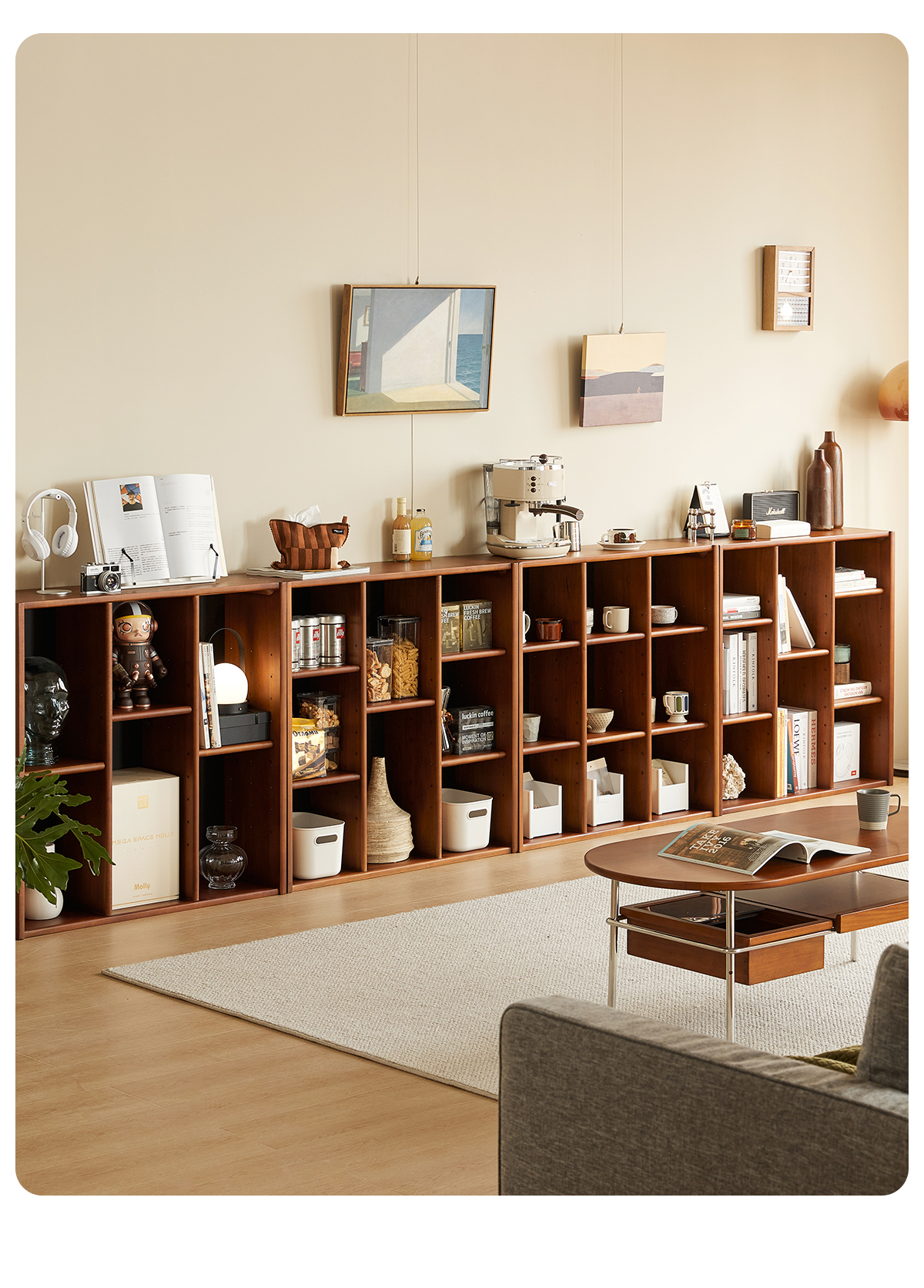 ナチュラルウッドハート型キャビネット WOOD CABINET / サイズ 38x27xH31cm / 天然木 ガラス マルチキャ