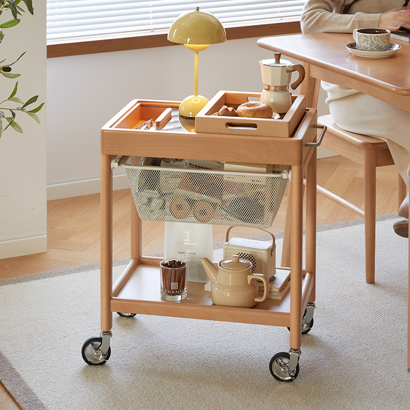 柏木工　木製サイドワゴン　テーブル　キャスター付き 柏木工 木製サイドワゴン テーブル キャスター付き 机・テーブル