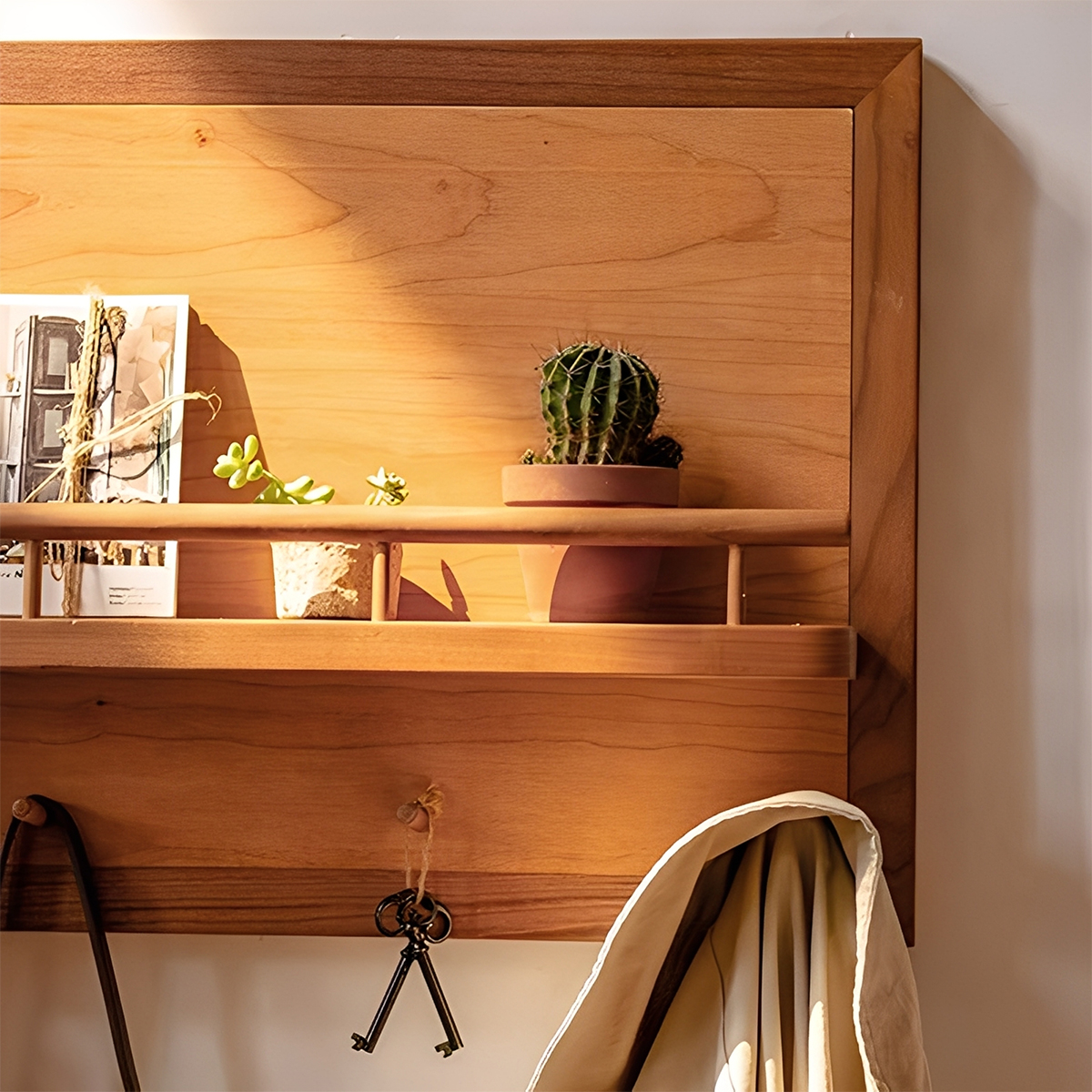 ナチュラルウッドウォールラック