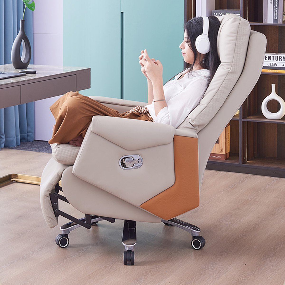 ナチュラルロッキングデスクチェア