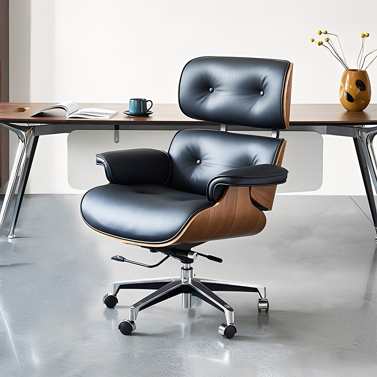 ウッドフレームデスクチェア