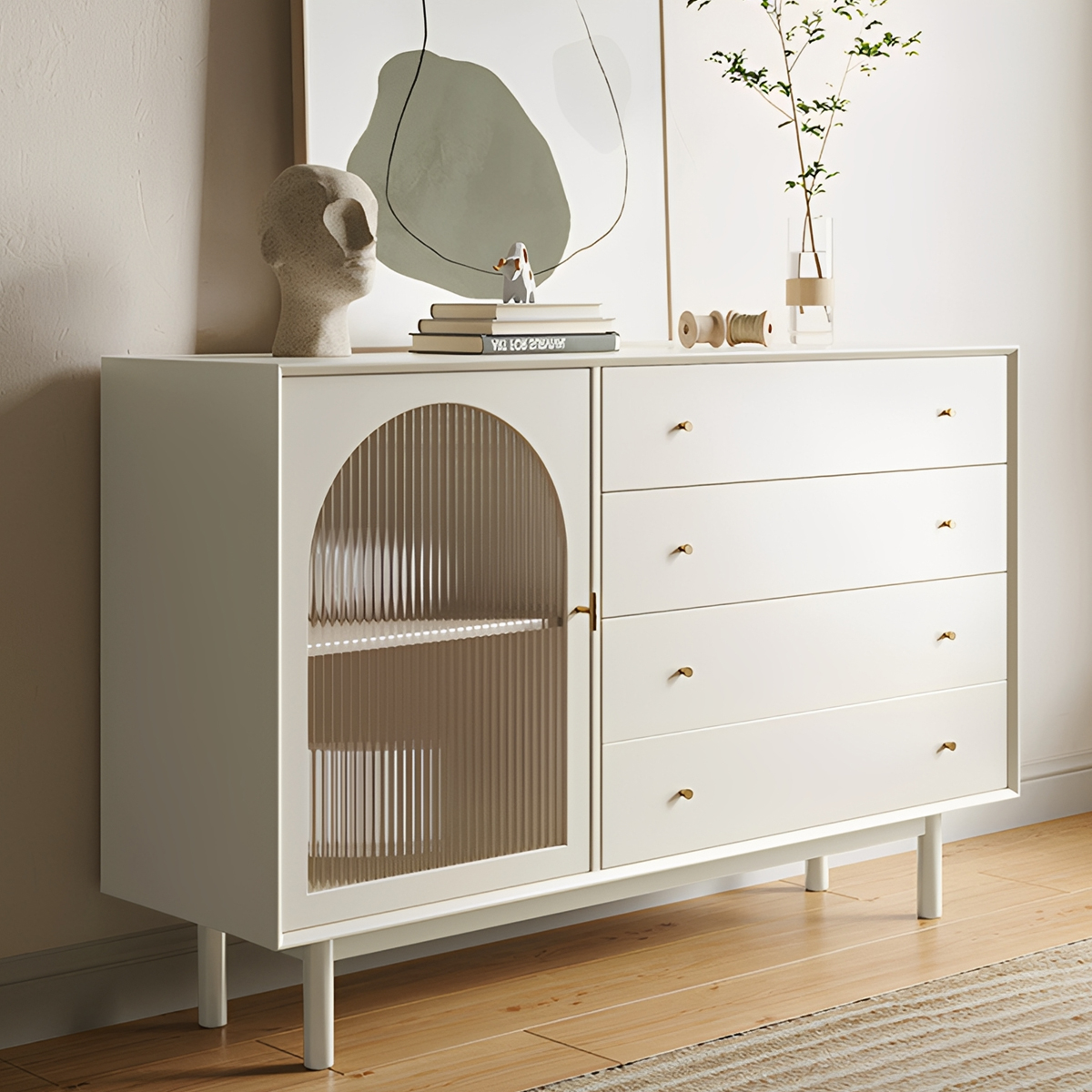 アーチガラスキャビネット | 北欧スタイルの優雅な収納家具 – CAGUUU