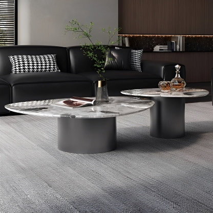 天然大理石ストーンカーブローテーブル | 贅沢な雰囲気を醸し出す高級