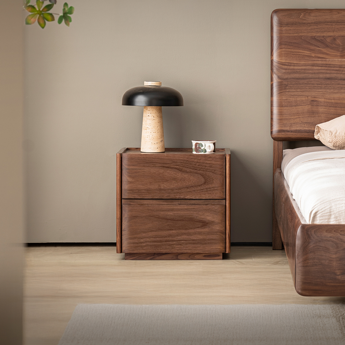 ブラックウォールナット材 トーンナイトテーブル