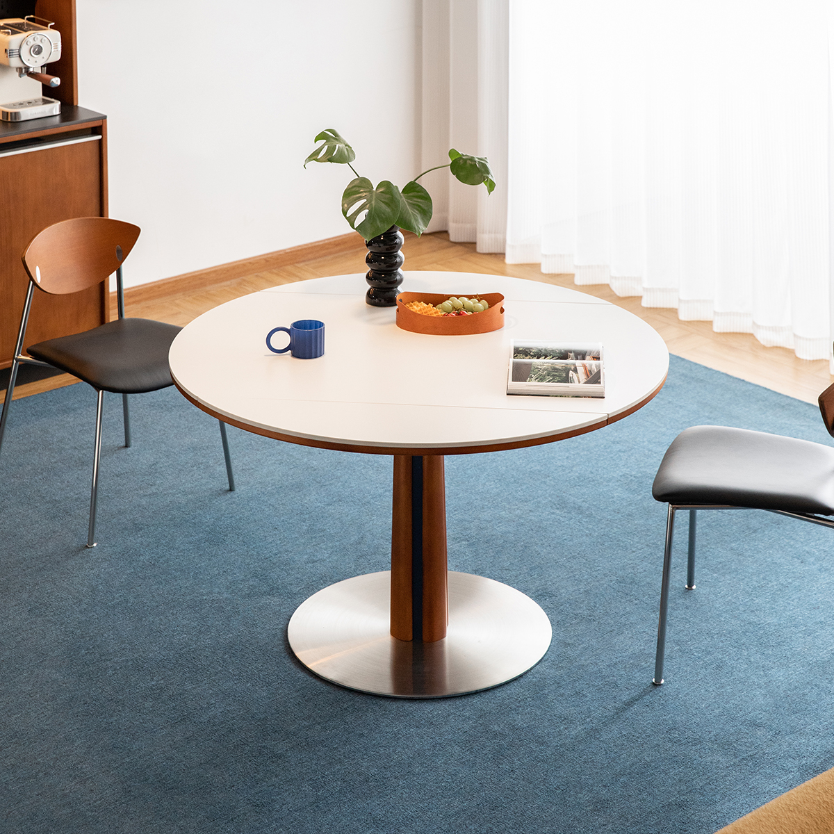 Woody Prime Box 伸縮式ラウンドダイニングテーブル