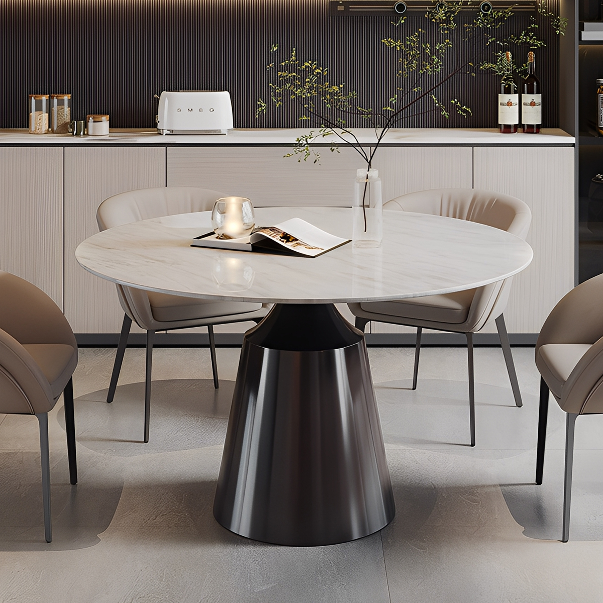 大理石ラウンドベーステーブル
