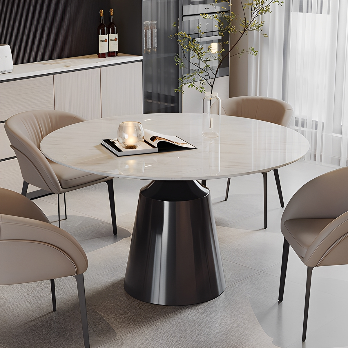 大理石ラウンドベーステーブル