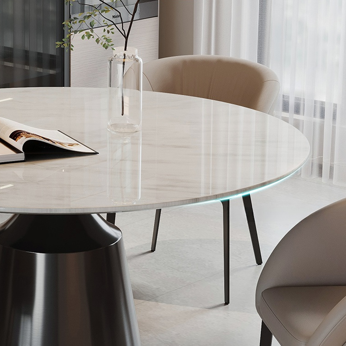 大理石ラウンドベーステーブル