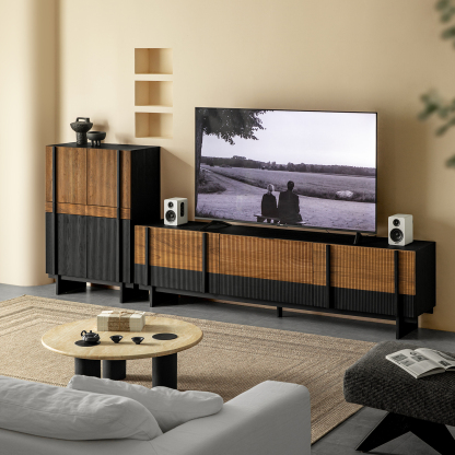 Woody Aura モダンサイドボード | 北欧風デザインと高級木材の融合