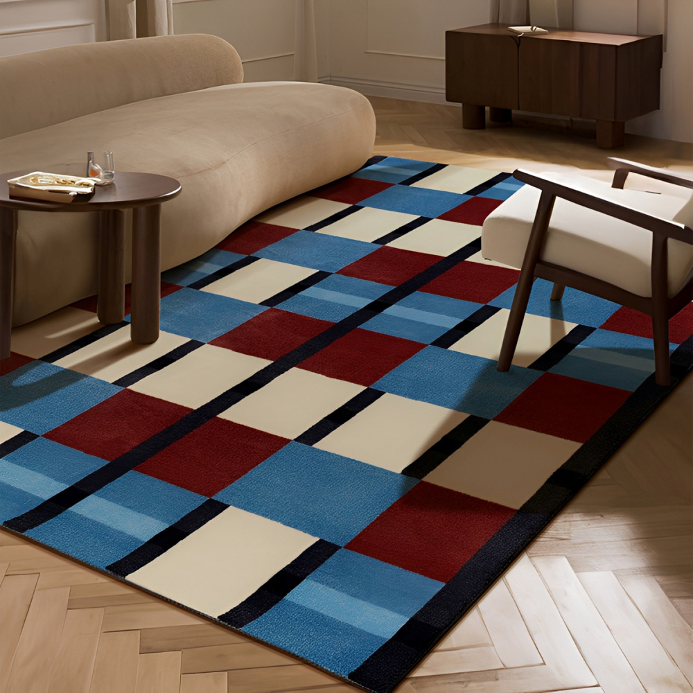 Check ふわふわ柔らかラグ