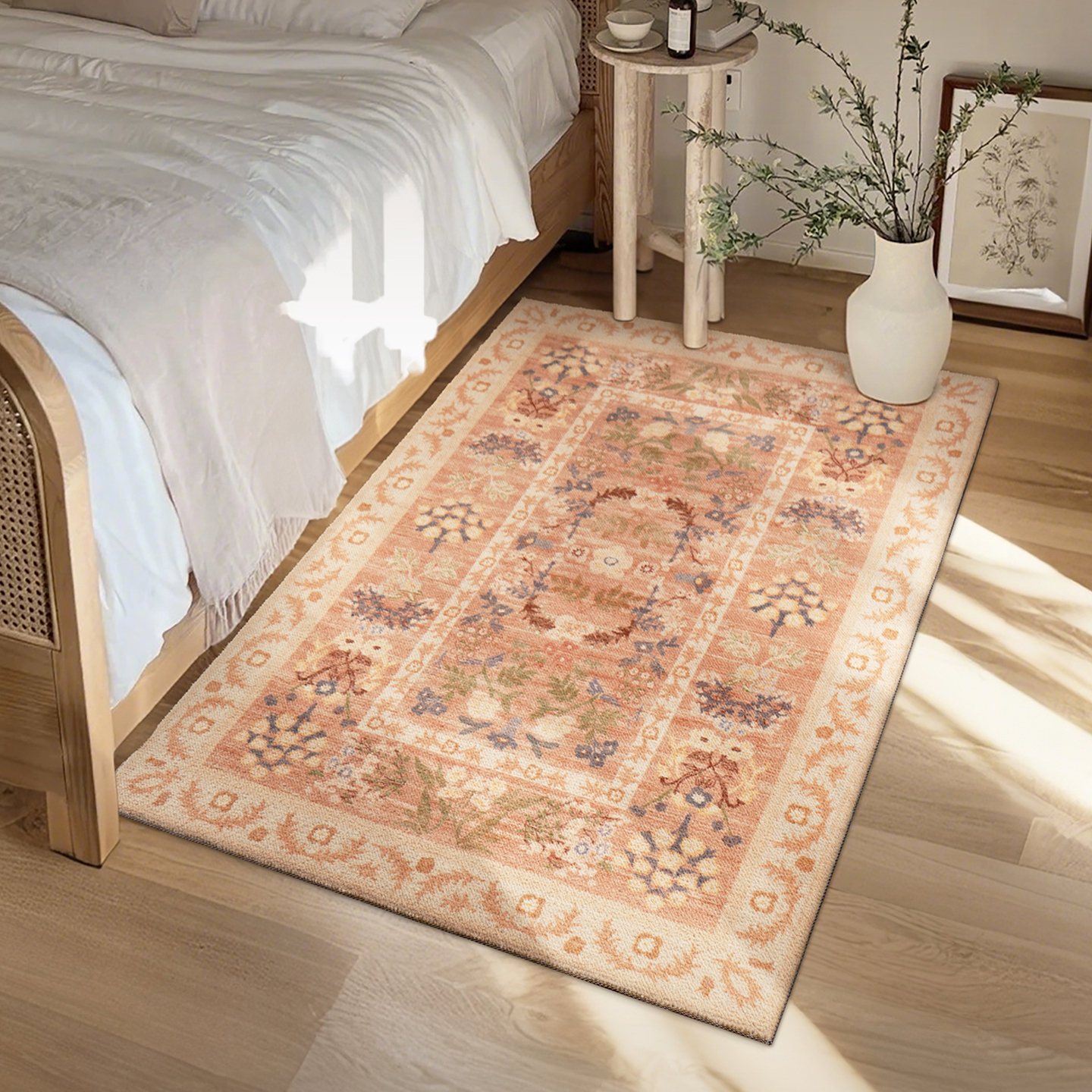 フローラルウールラグ