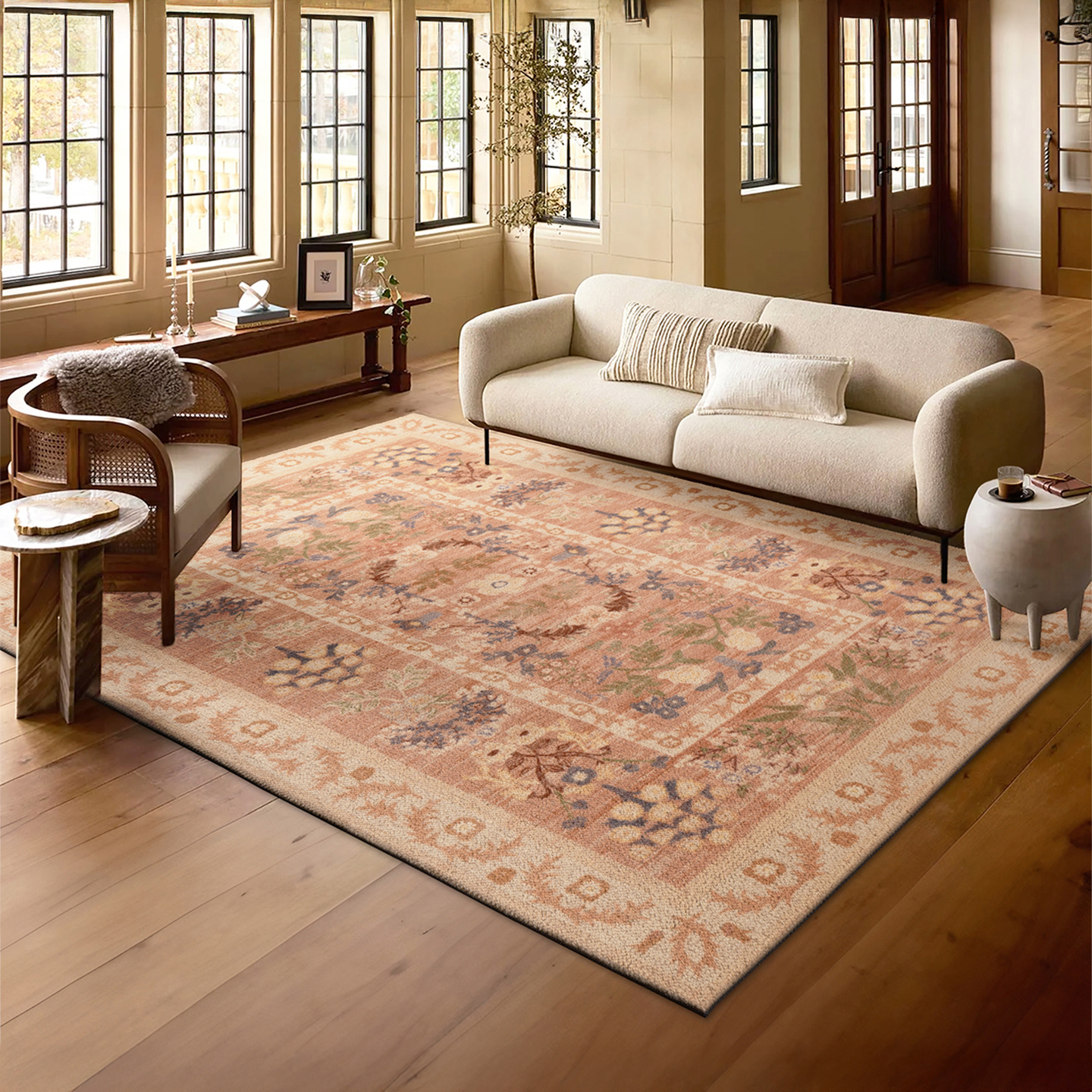 フローラルウールラグ