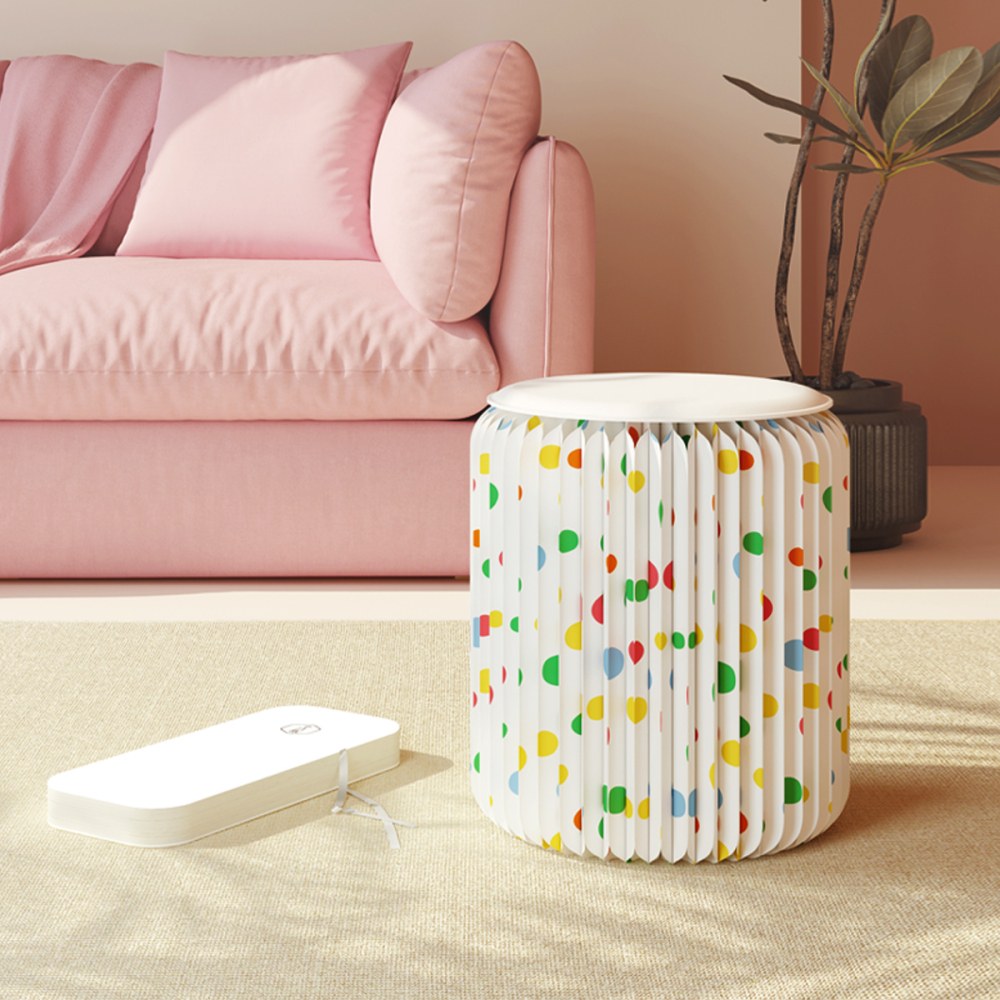 Kraft Paper カラードットスツール｜玄関やリビングに広げてすぐに繰り返し使えるエコ素材