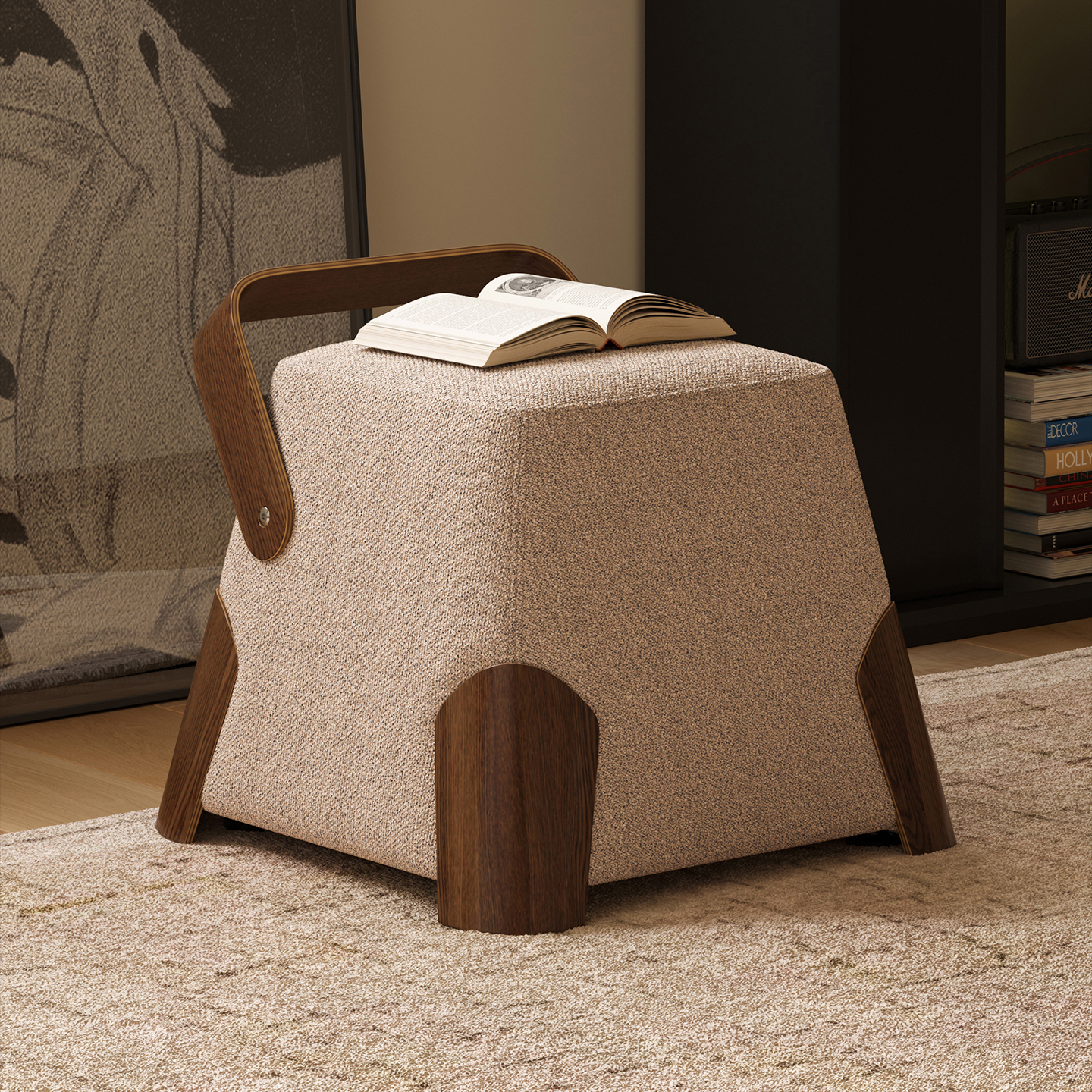 レトロハンドル付きスツール