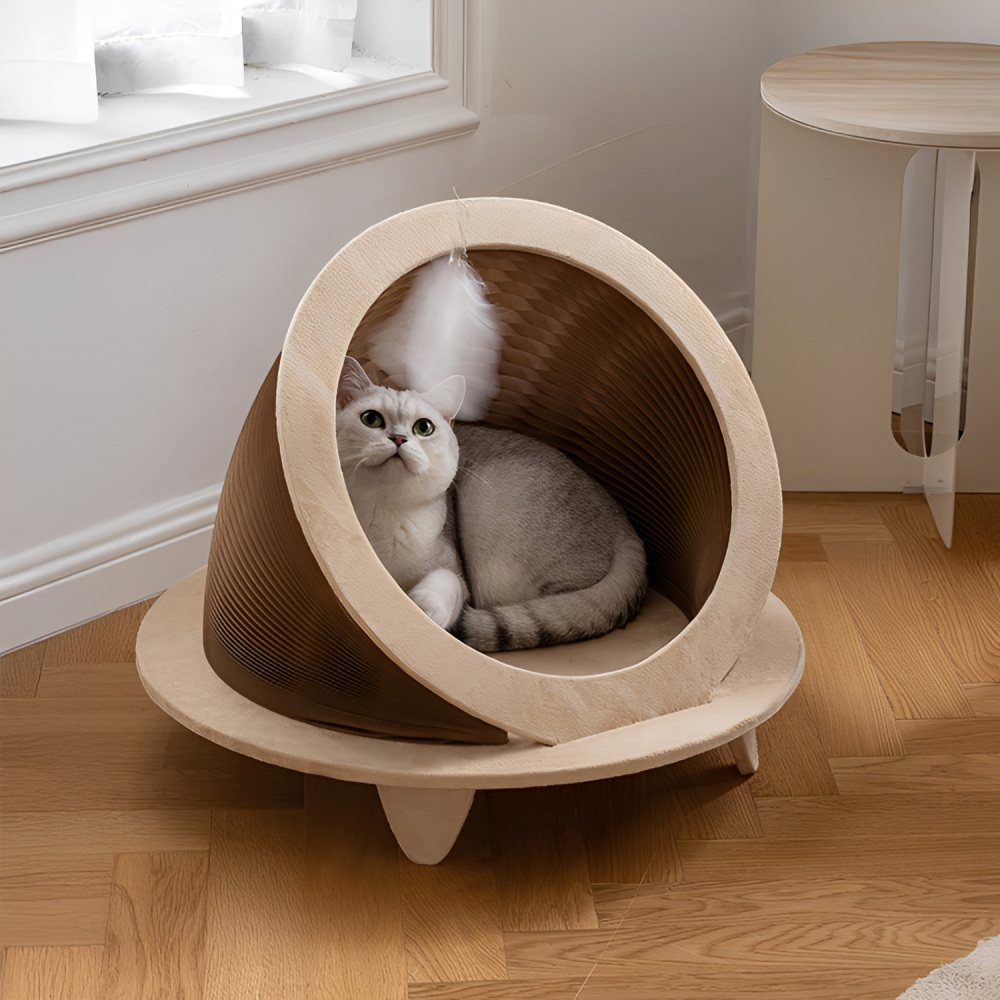 Kraft Paper UFOデザインペットハウス｜簡単組み立て通気性に優れたユニークデザイン