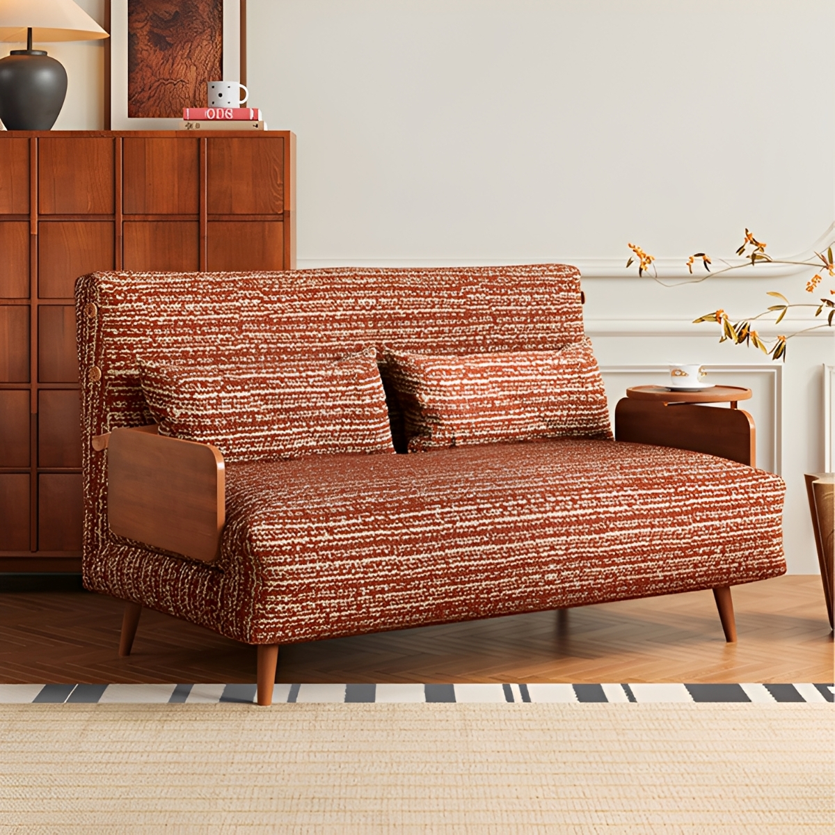 北欧の曲線美のステキなウッドベッドフレーム　ウォールナットブラウン moas_kaiyu02.jpg