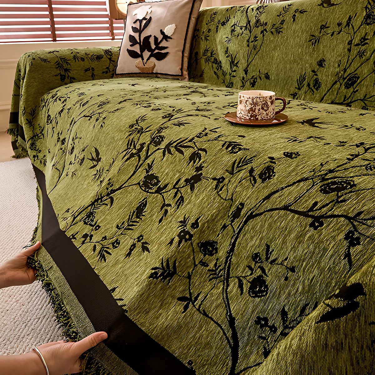 リラックスリーフデザインソファカバー