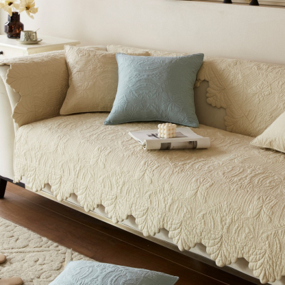 レース風コットンソファカバー