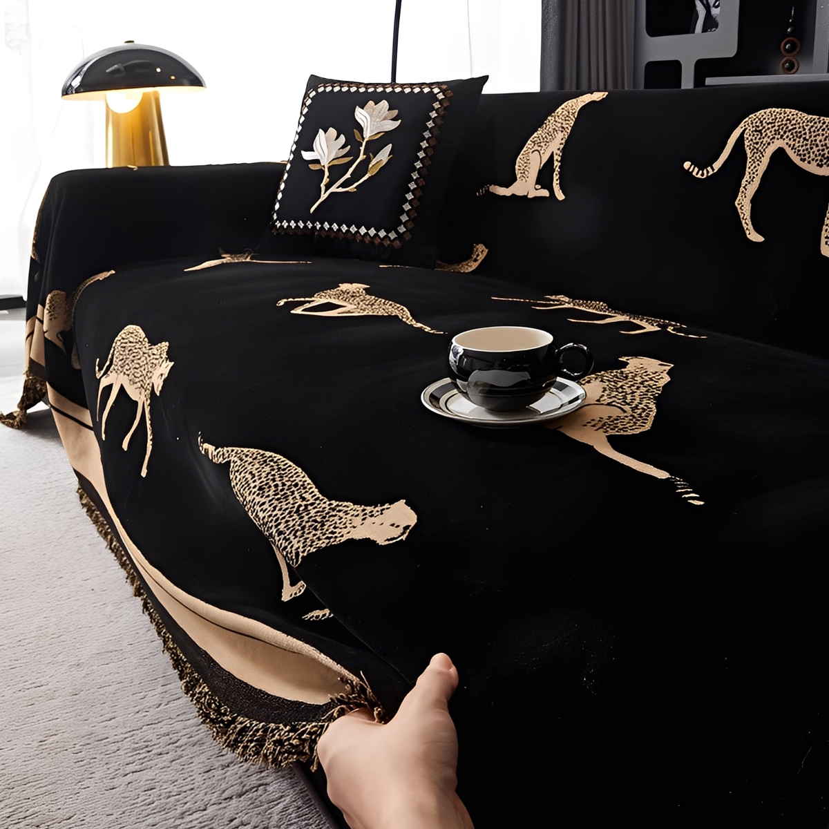 レオパードモチーフモダンソファカバー