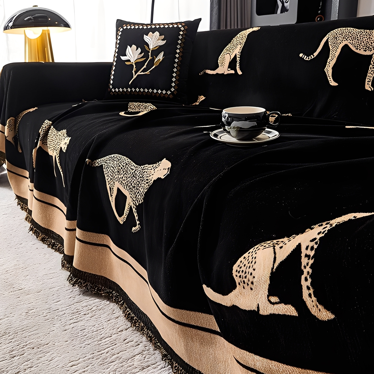 レオパードモチーフモダンソファカバー