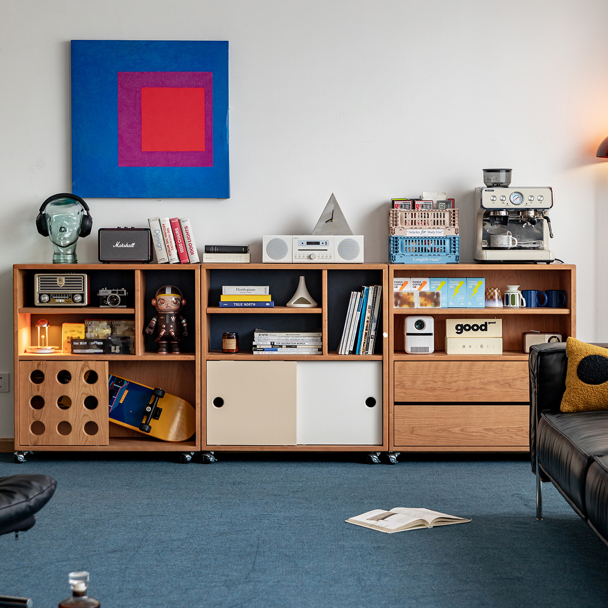 Woody Prime Cherry キャスター付 ユニットシェルフ