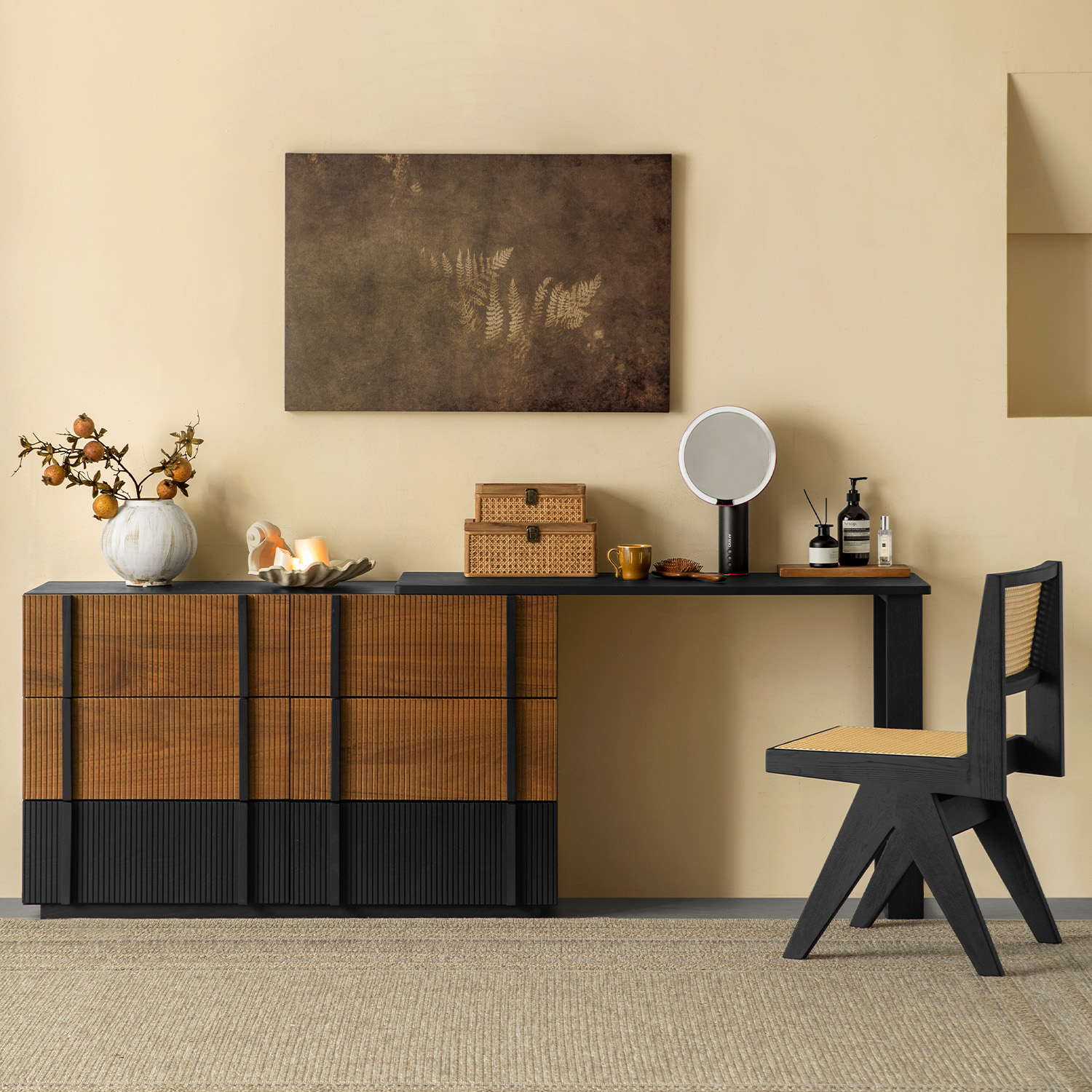 Woody Aura モダンキャビネットドレッサー