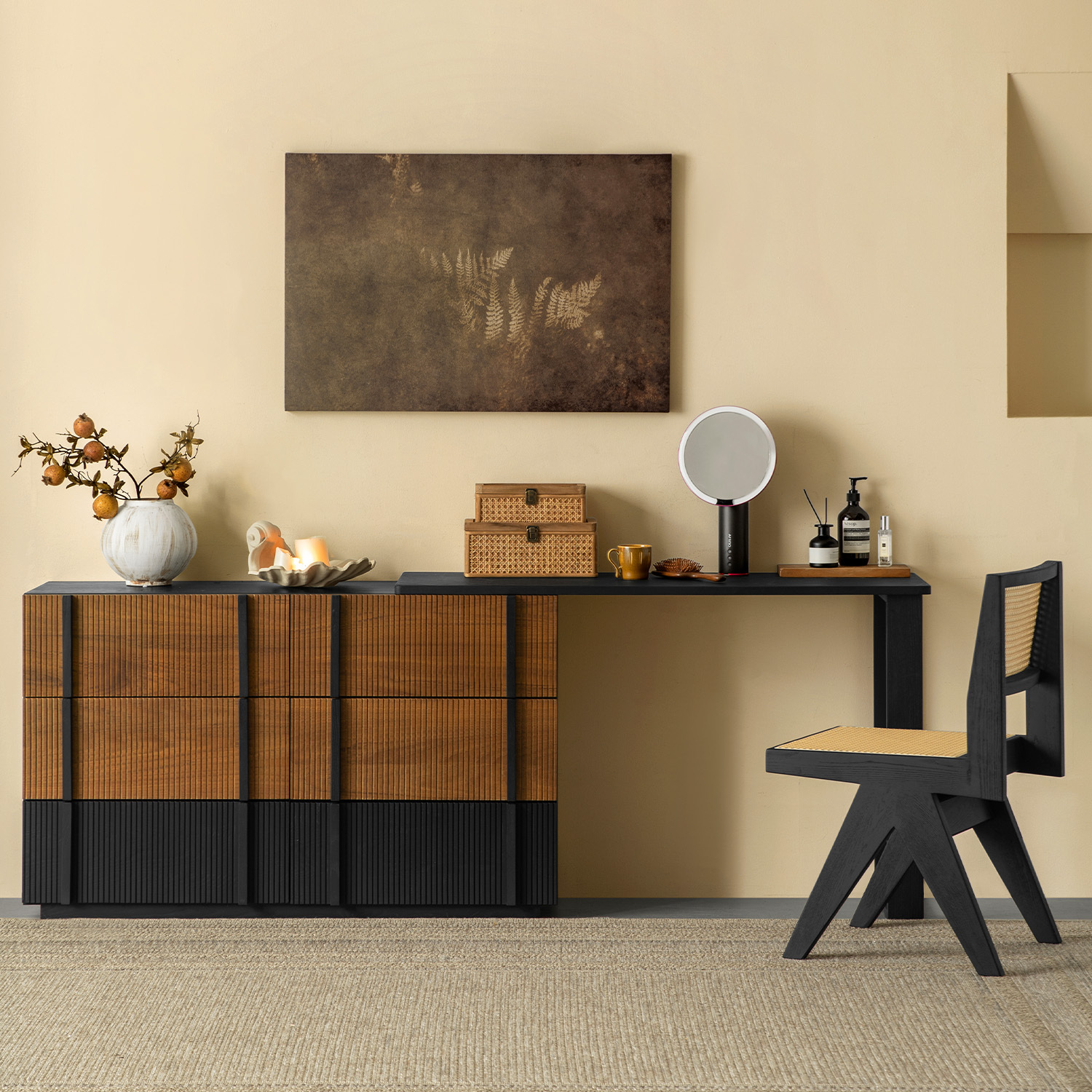 Woody Aura モダンキャビネットドレッサー