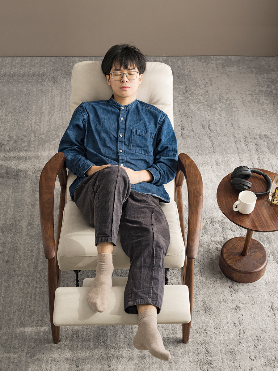 天然木フレームリクライニング ソファチェア