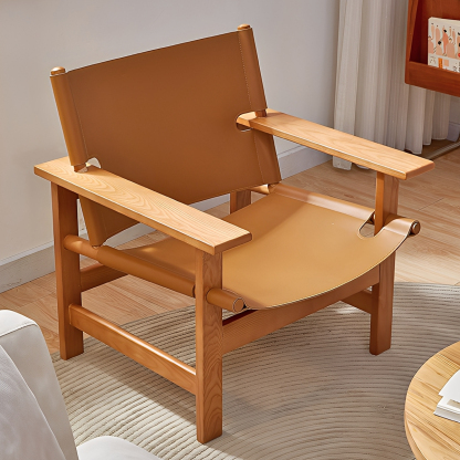 ナチュラルウッドレザーアームチェア