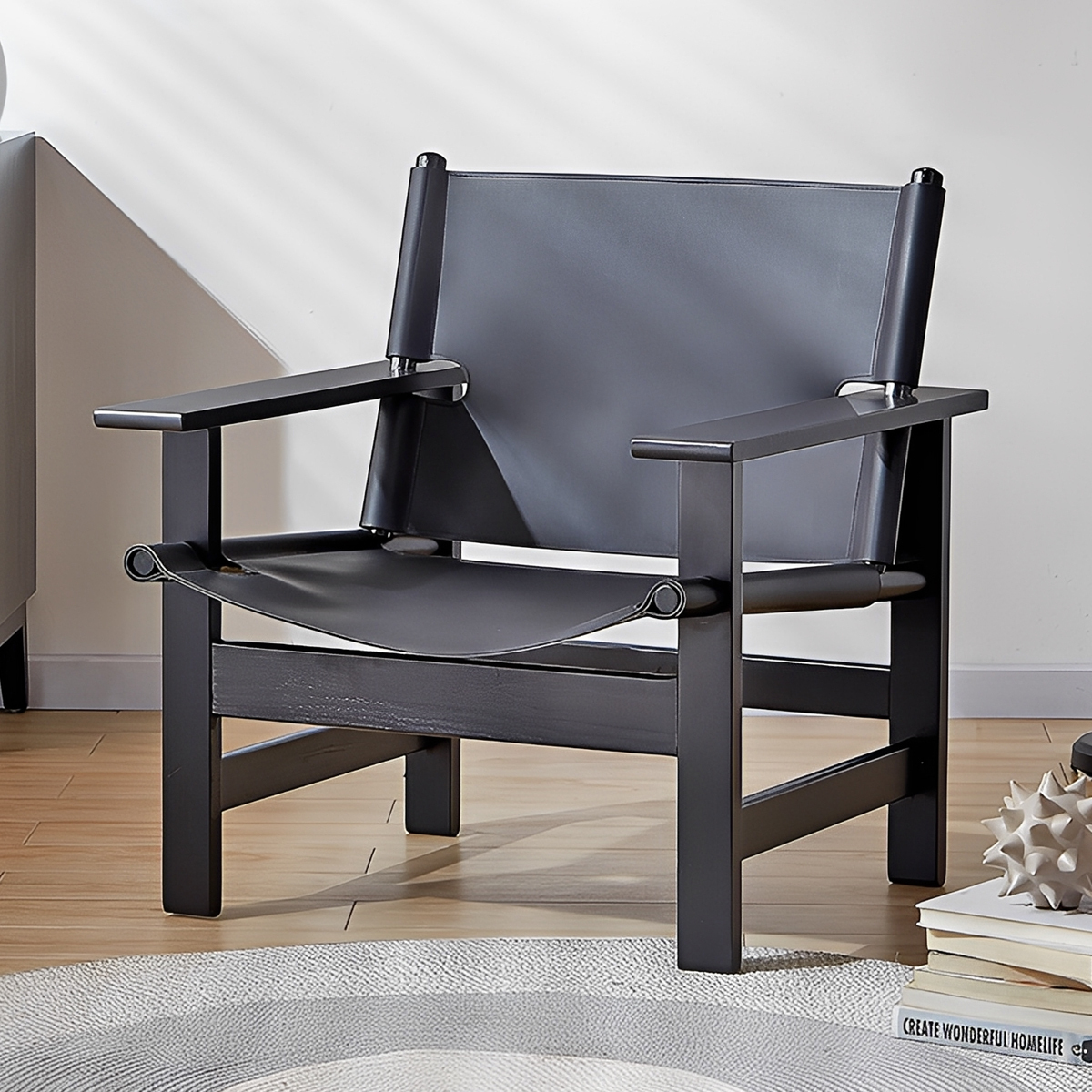 ナチュラルウッドレザーアームチェア