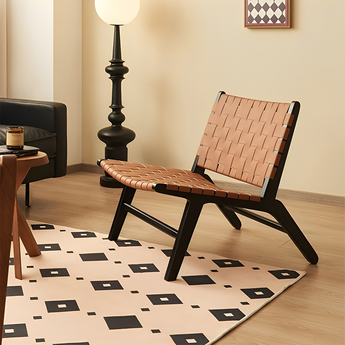 レザー編みラウンジチェア