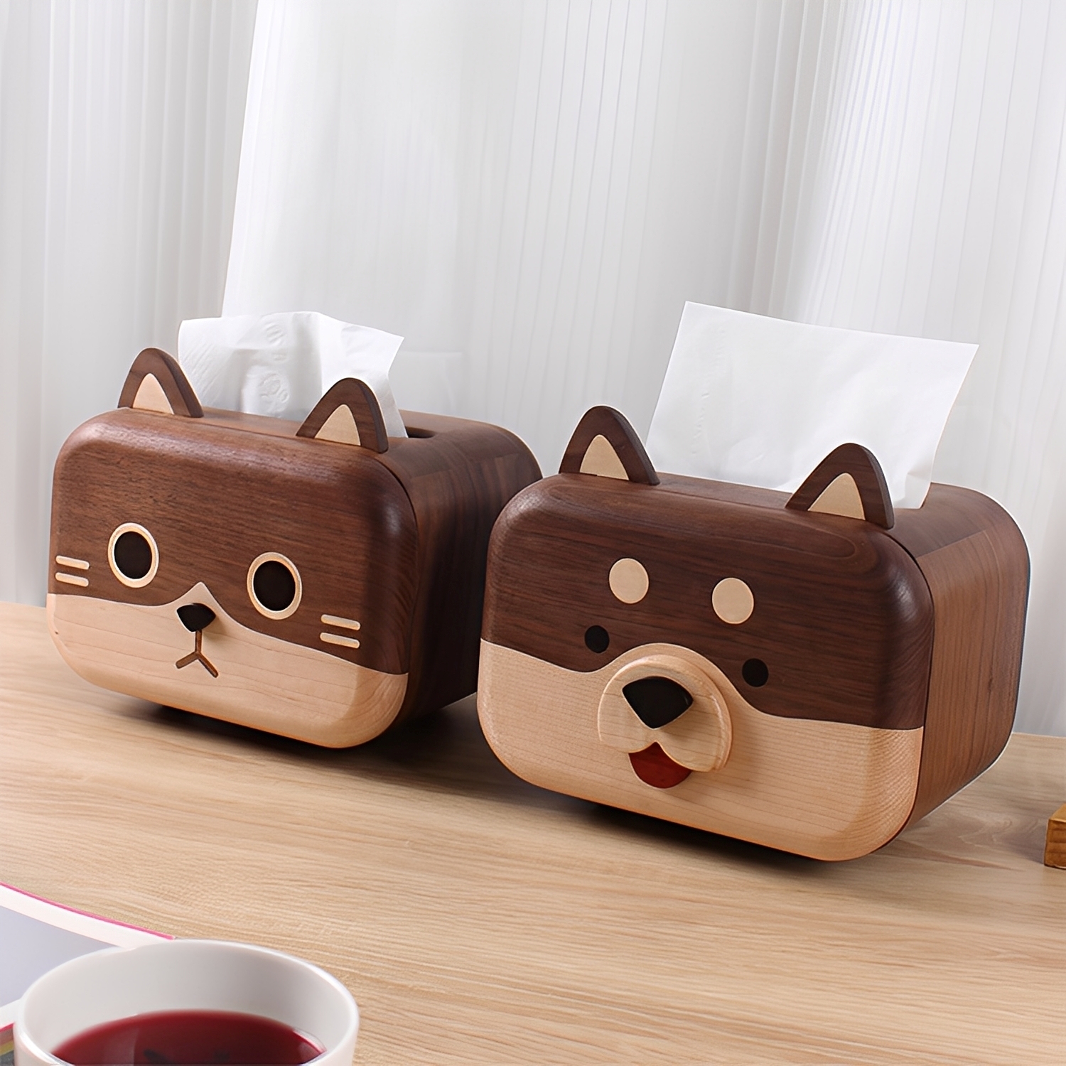 ウッドアニマルティッシュボックス