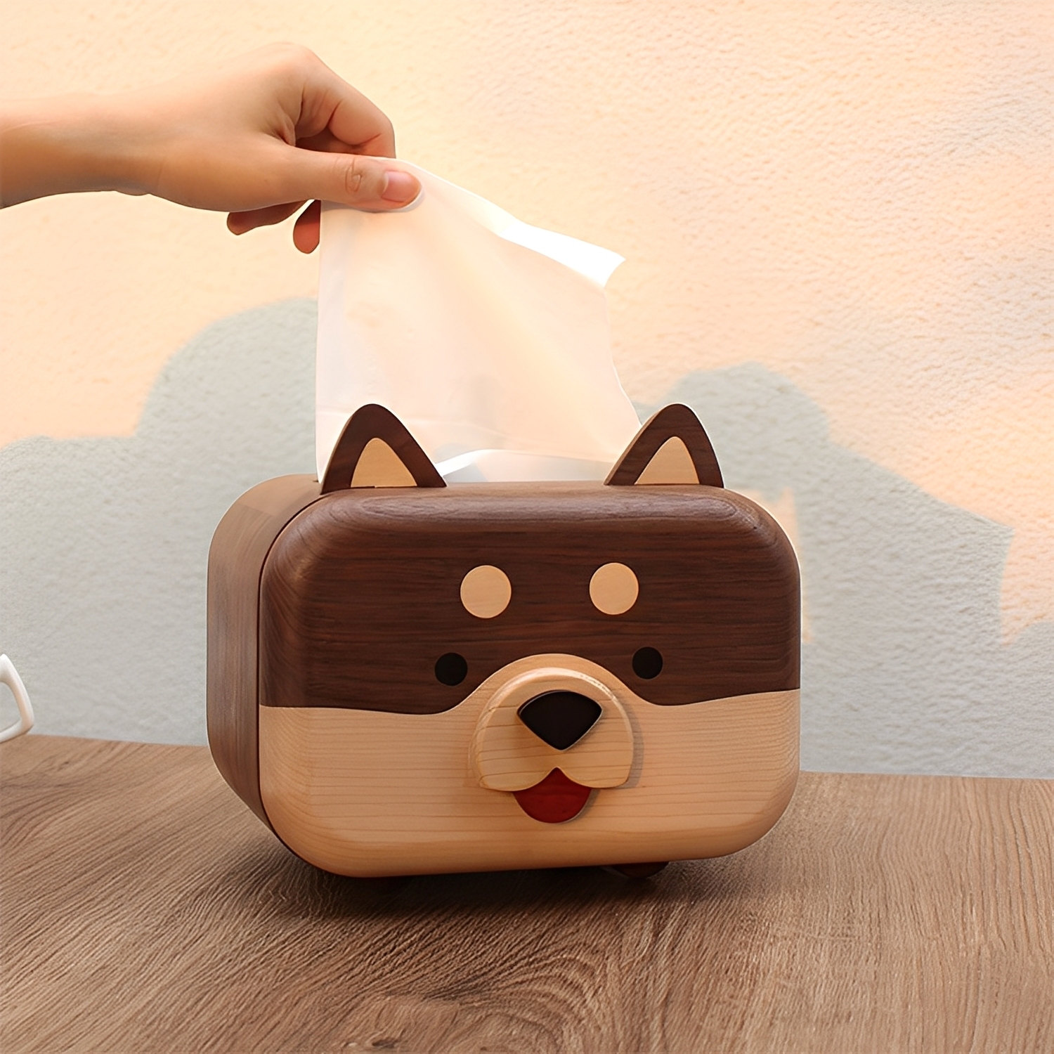 ウッドアニマルティッシュボックス