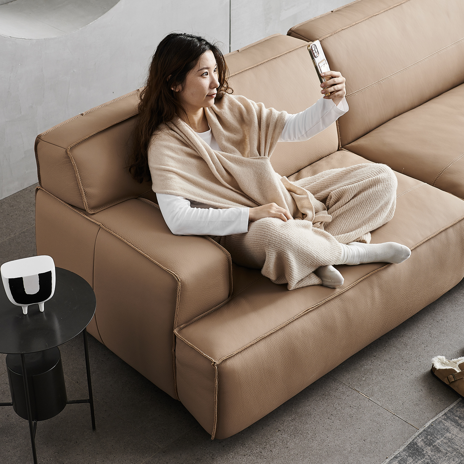美品　ブラウン本革レザーソファ 約200cm 20230418172556_1_1.jpg
