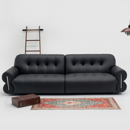 ラウンドアームコンフォートソファ | ヴィンテージ感漂うブラック