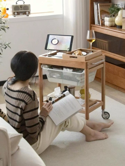 チェリー材 モバイルストレージカート