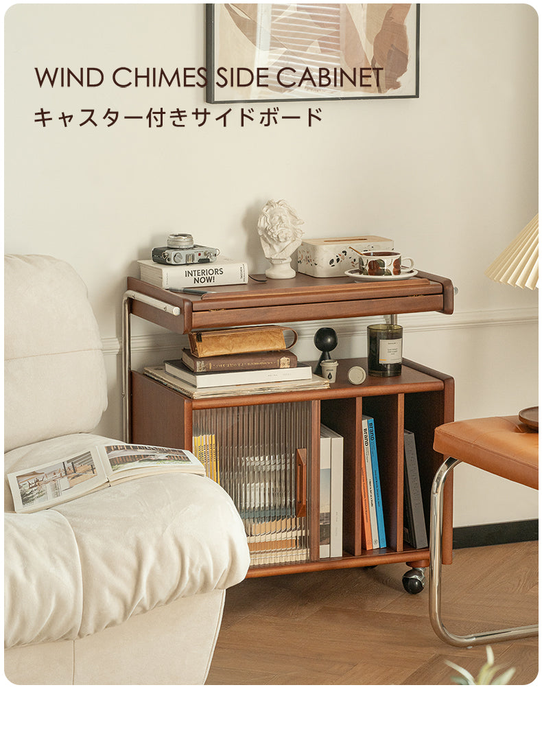 vintage サイドボード 収納 スツール キャスター付 レトロ モダン Woody Prime Boxツゲ材 キャスター付きサイドボード キャスター