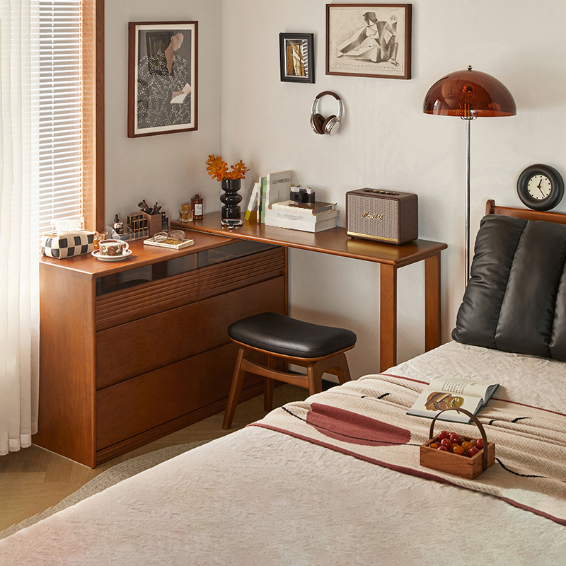 ツゲ材 収納一体型ドレッサー | まとめて収まる大容量、身支度が