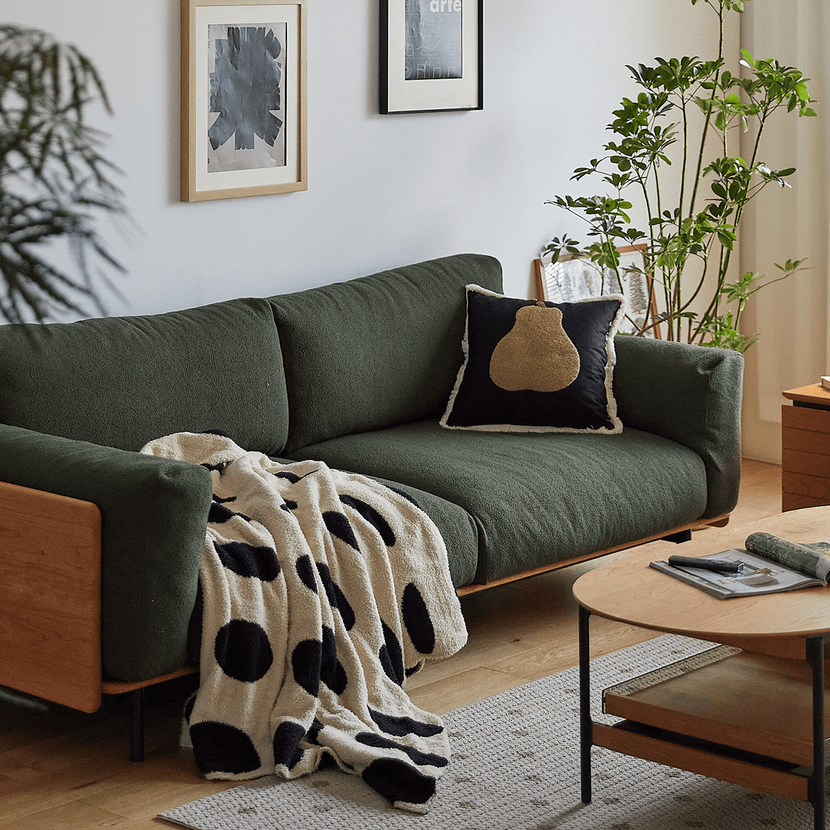 Woody Prime Cherry ウッドフレームパイルクッションソファ【カスタマイズ可】