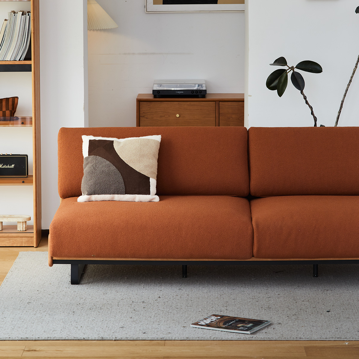 ヴィンテージ風ウッドフレームクッションソファ【カスタマイズ可】