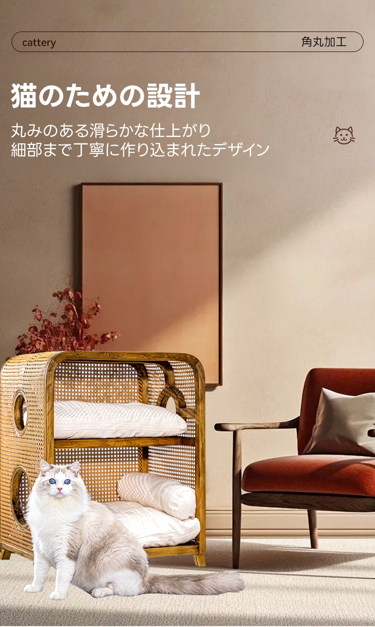 ラタン調キャットハウス | 高い耐久性と洗練デザインを兼ね備えた