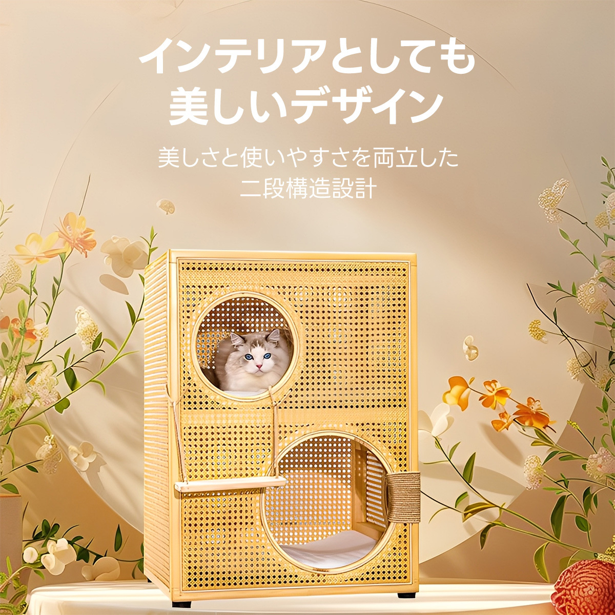 ラタン調キャットリトリート