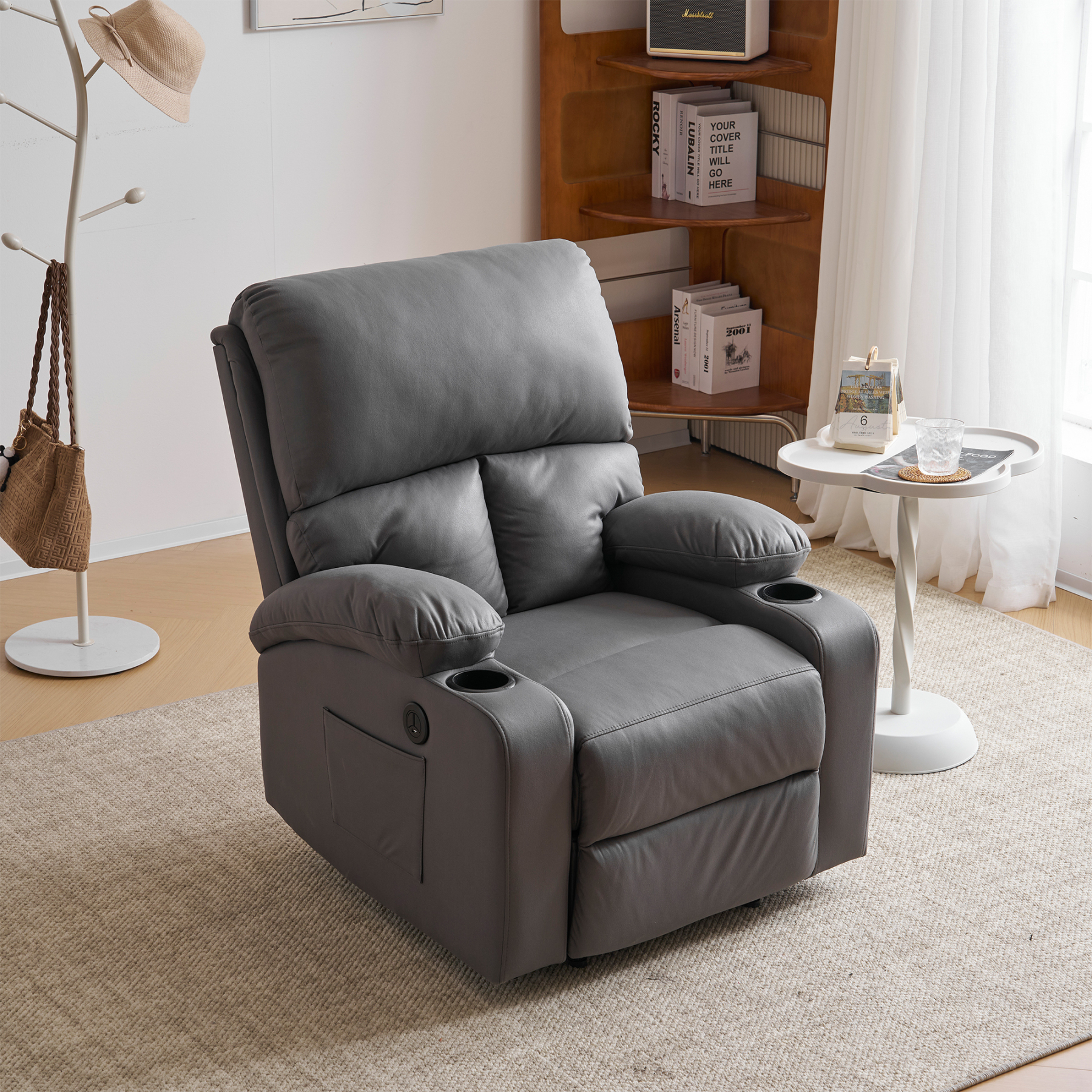 電動ダブルクッションリクライニングソファ