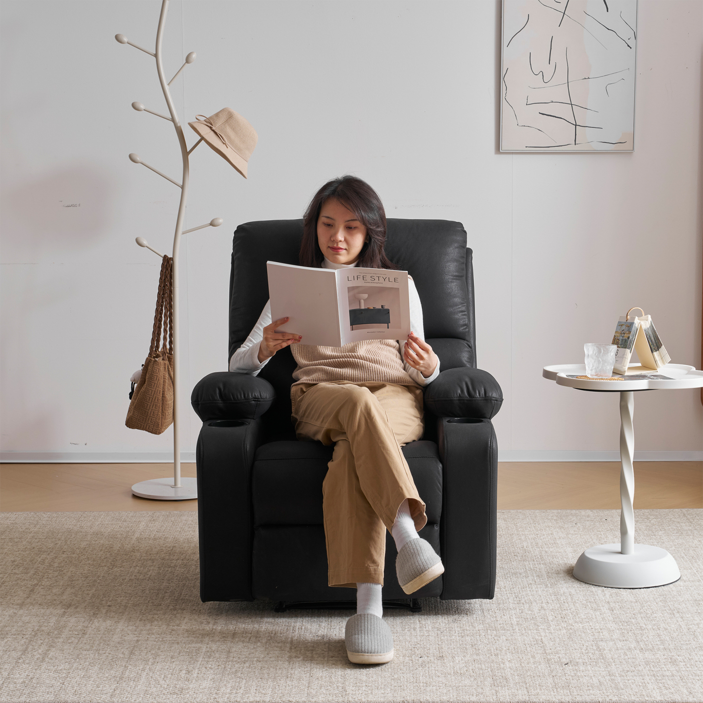 電動ダブルクッションリクライニングソファ