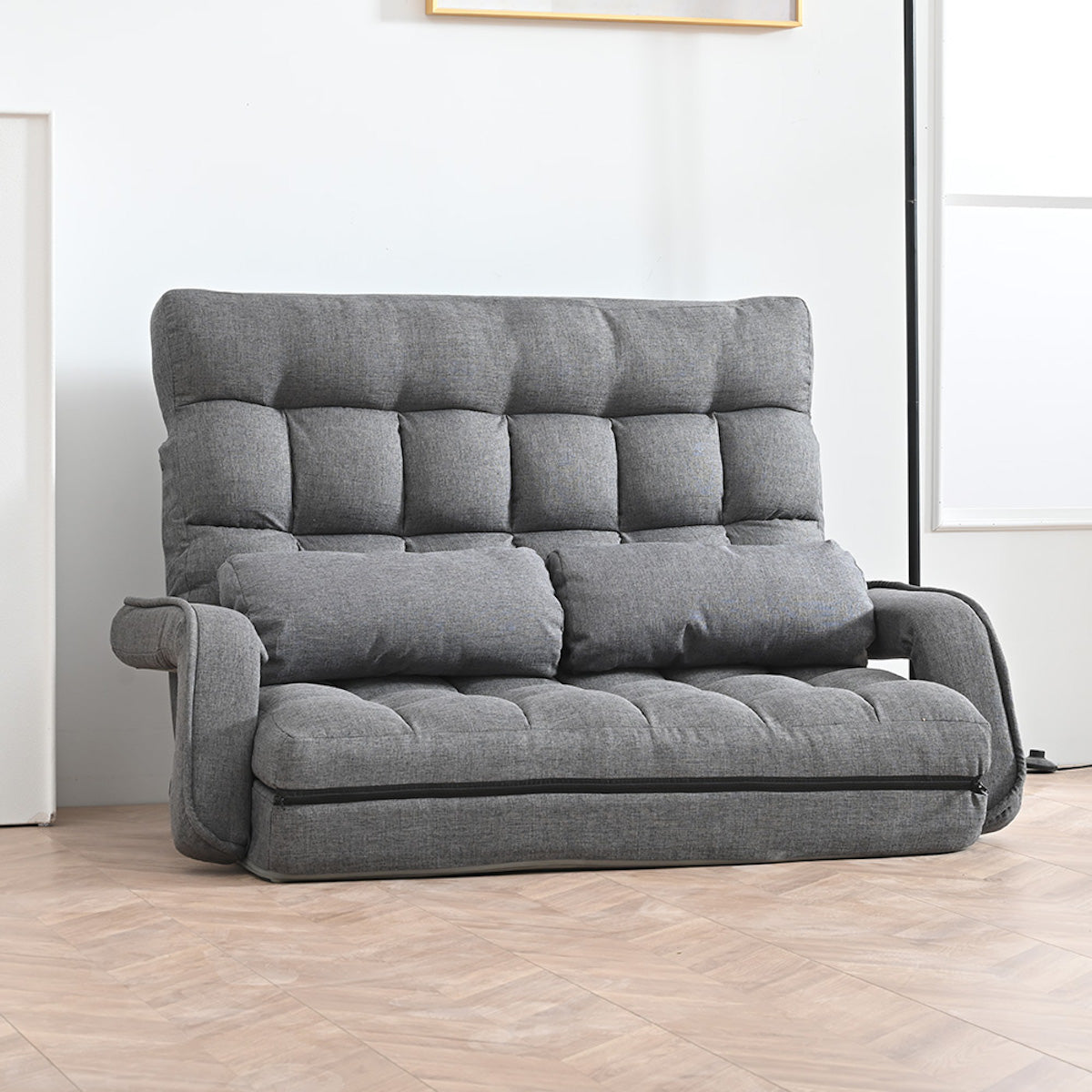 肘付き折りたたみ2人掛けソファ | 折りたたみ可能な省スペース設計 多